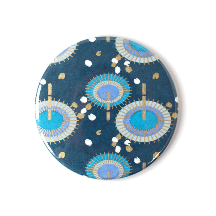 Japanese Paper Pocket Mirror - Umbrellas - Blue Dark blue - M409