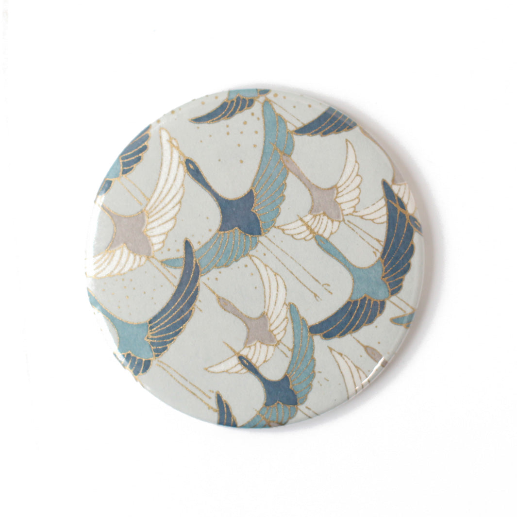 Japanese Paper Pocket Mirror - Pearl Grey, Blue and Taupe - M753