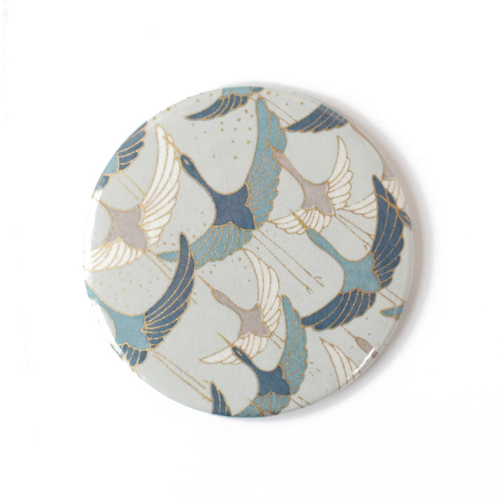 Japanese Paper Pocket Mirror - Pearl Grey, Blue and Taupe - M753