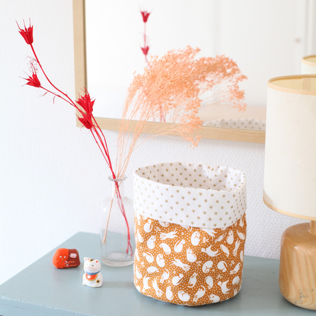 Japanese fabric basket - Cats and Stars