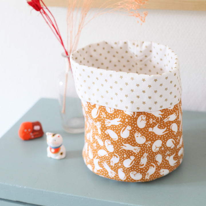 Japanese fabric basket - Cats and Stars