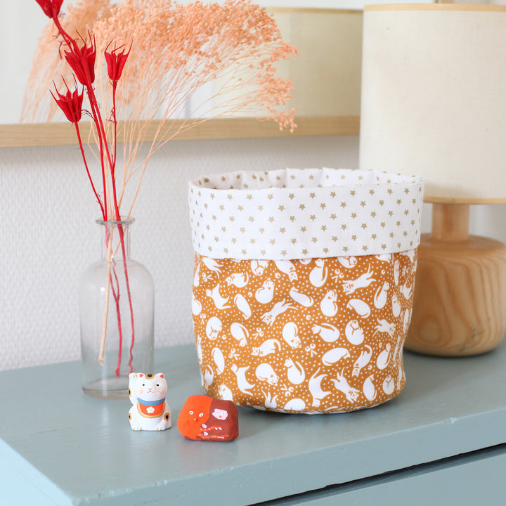 Japanese fabric basket - Cats and Stars