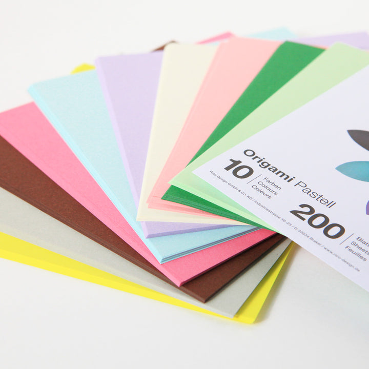 200 papiers origami - 15 x 15 cm - 10 couleurs pastel