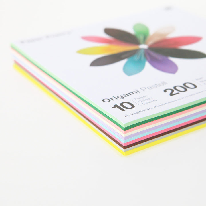 200 papiers origami - 15 x 15 cm - 10 couleurs pastel