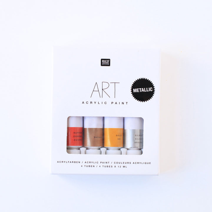 Lot de 4 tubes de peinture acrylique - Métallisé