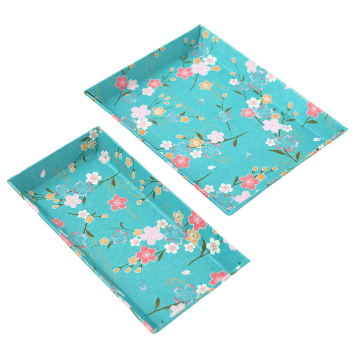 Petit & Grand vide-poches - Fleuris - Turquoise - M380