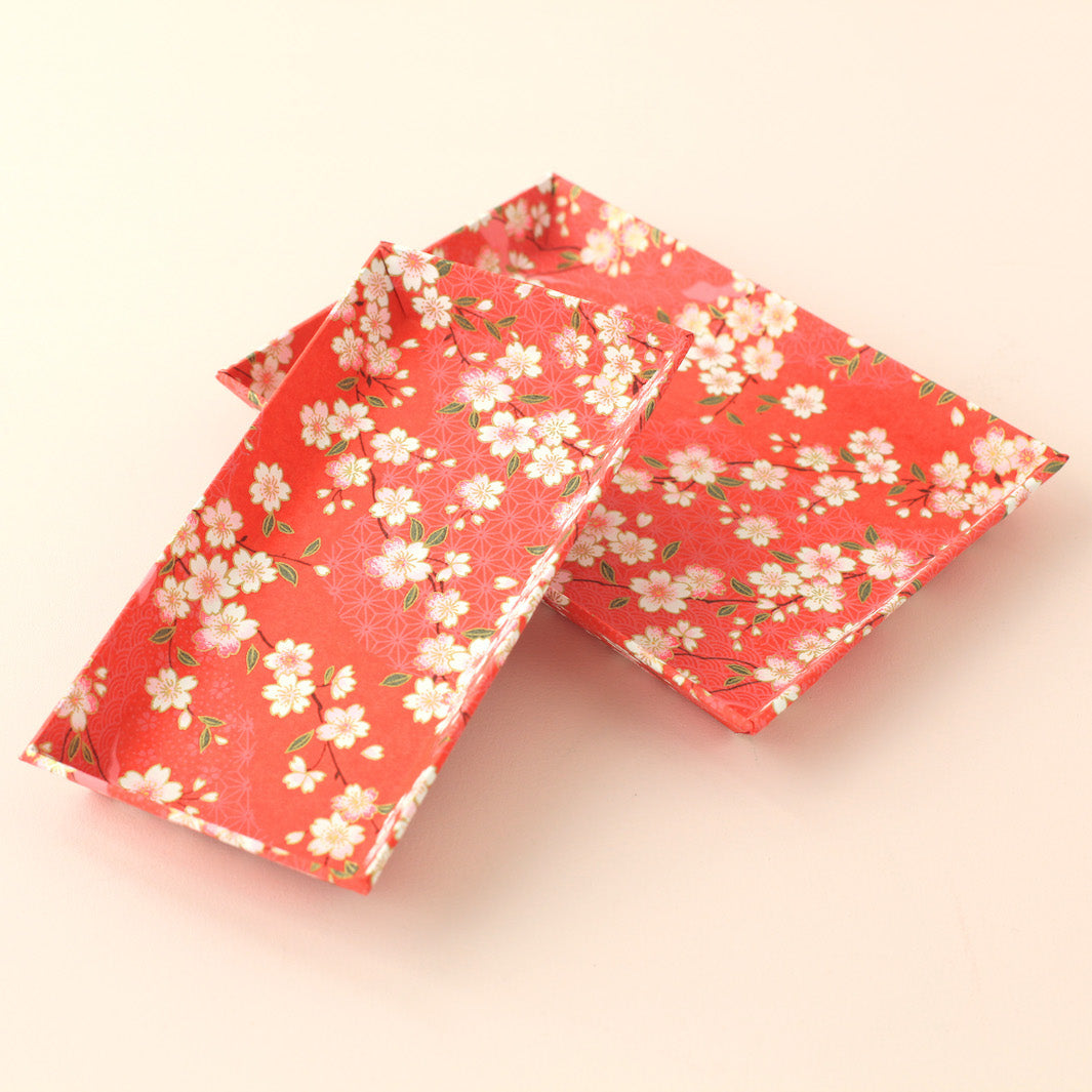 Small &amp; Large storage compartment - Cherry blossoms - Orange Red - M385