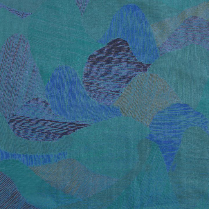 Japanese Fabric - Penciled Mountains - Dark Blues and Greens - T394