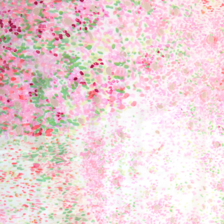 Japanese Fabric - Speckled Flowers - Pink and Green, Ecru Background - T396