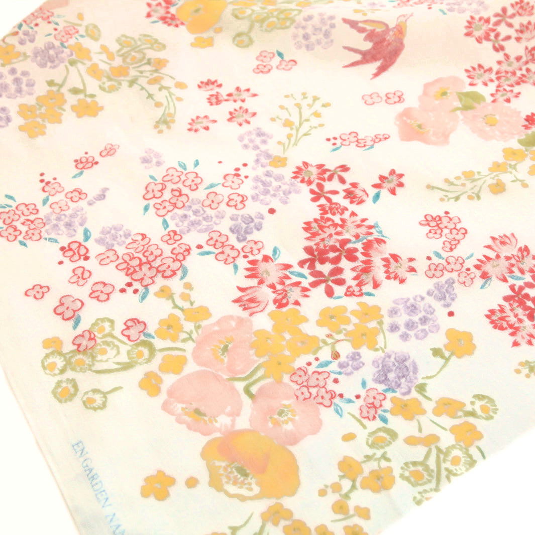 Japanese Fabric - Various Watercolor Patterns - Coral, Yellow and Mauve, Ecru Background - T214