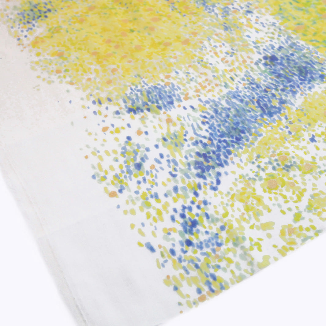 Japanese Fabric - Speckled Flowers - Yellow, Green and Blue, Ecru Background - T397