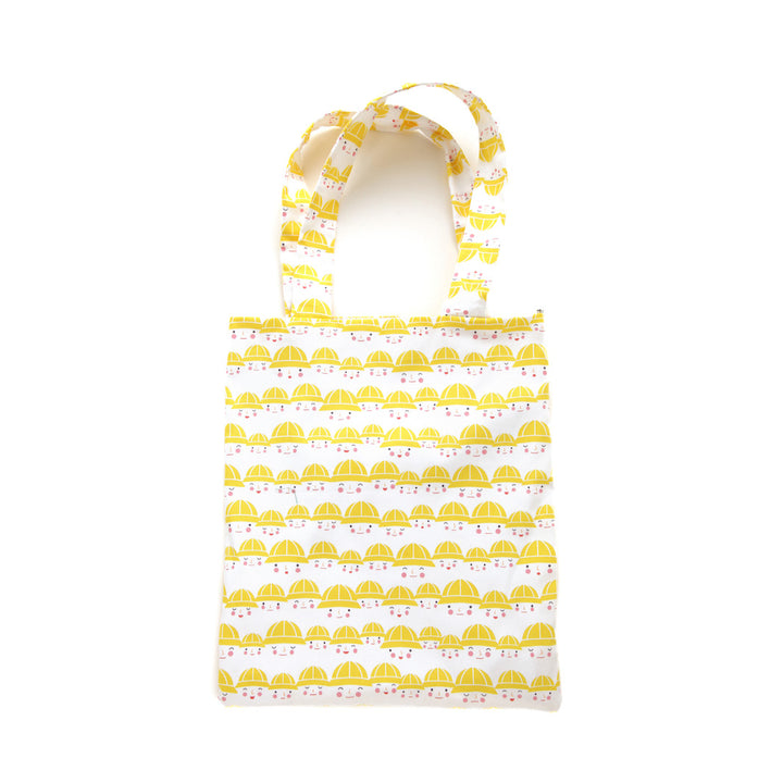 Japanese Fabric Shopping Bag - Little Schoolchildren - Yellow and White