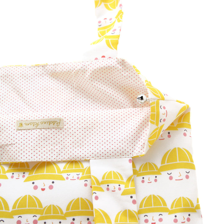 Japanese Fabric Shopping Bag - Little Schoolchildren - Yellow and White