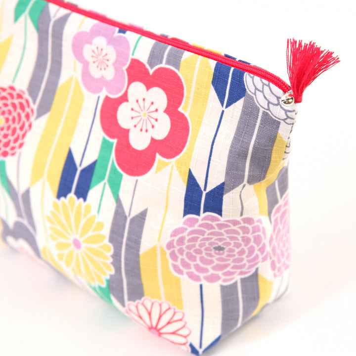 Trousse avec Fond en Tissus Japonais - Motifs Variés Graphiques - Multicolore