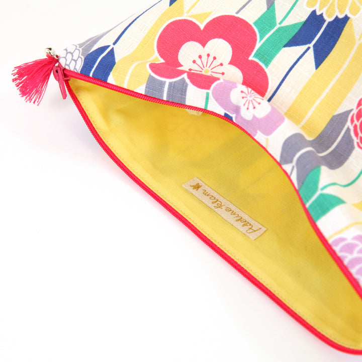 Trousse avec Fond en Tissus Japonais - Motifs Variés Graphiques - Multicolore