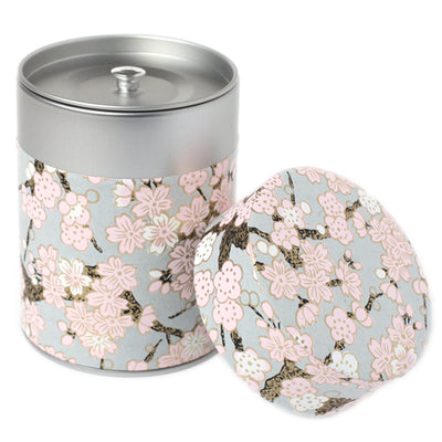 Boîte à thé japonaise Fleuris Rose et Gris clairs - M360
