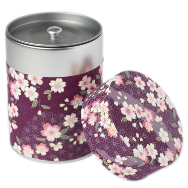 Boîte à thé japonaise Fleurs de cerisier et Motifs variés - Mauve - M383