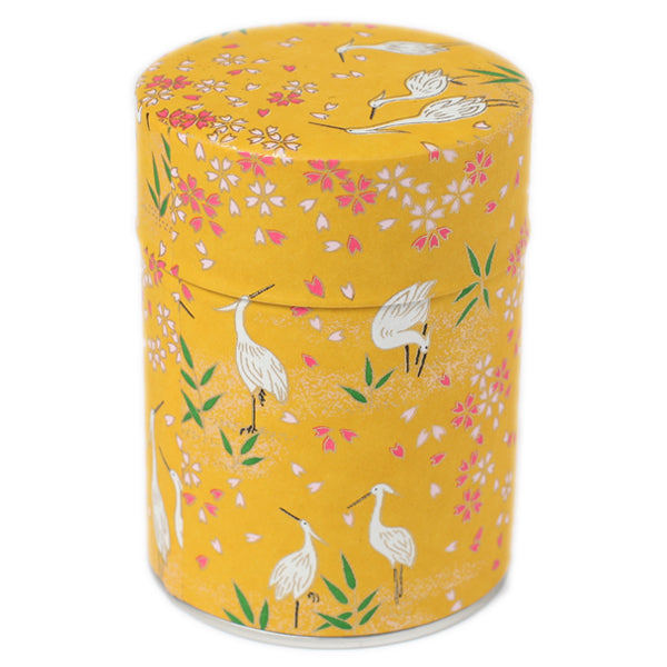 Tea box - Herons and Flowers - Mustard - M659