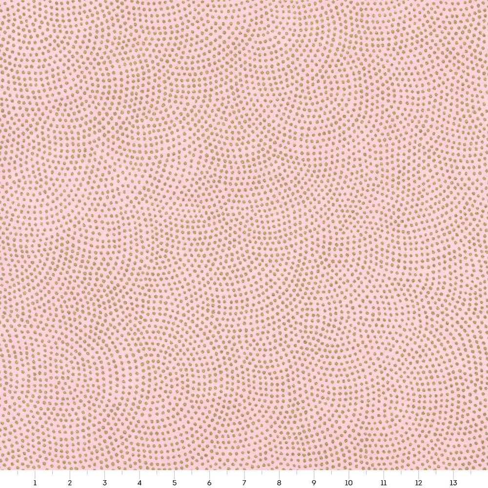 carré de 14cm par 14cm de papier japonais yuzen chiyogami aux motifs « samekomon » dans les tons rose poudré et doré adeline klam (M907)
