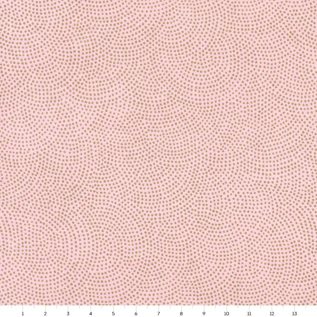 carré de 14cm par 14cm de papier japonais yuzen chiyogami aux motifs « samekomon » dans les tons rose poudré et doré adeline klam (M907)