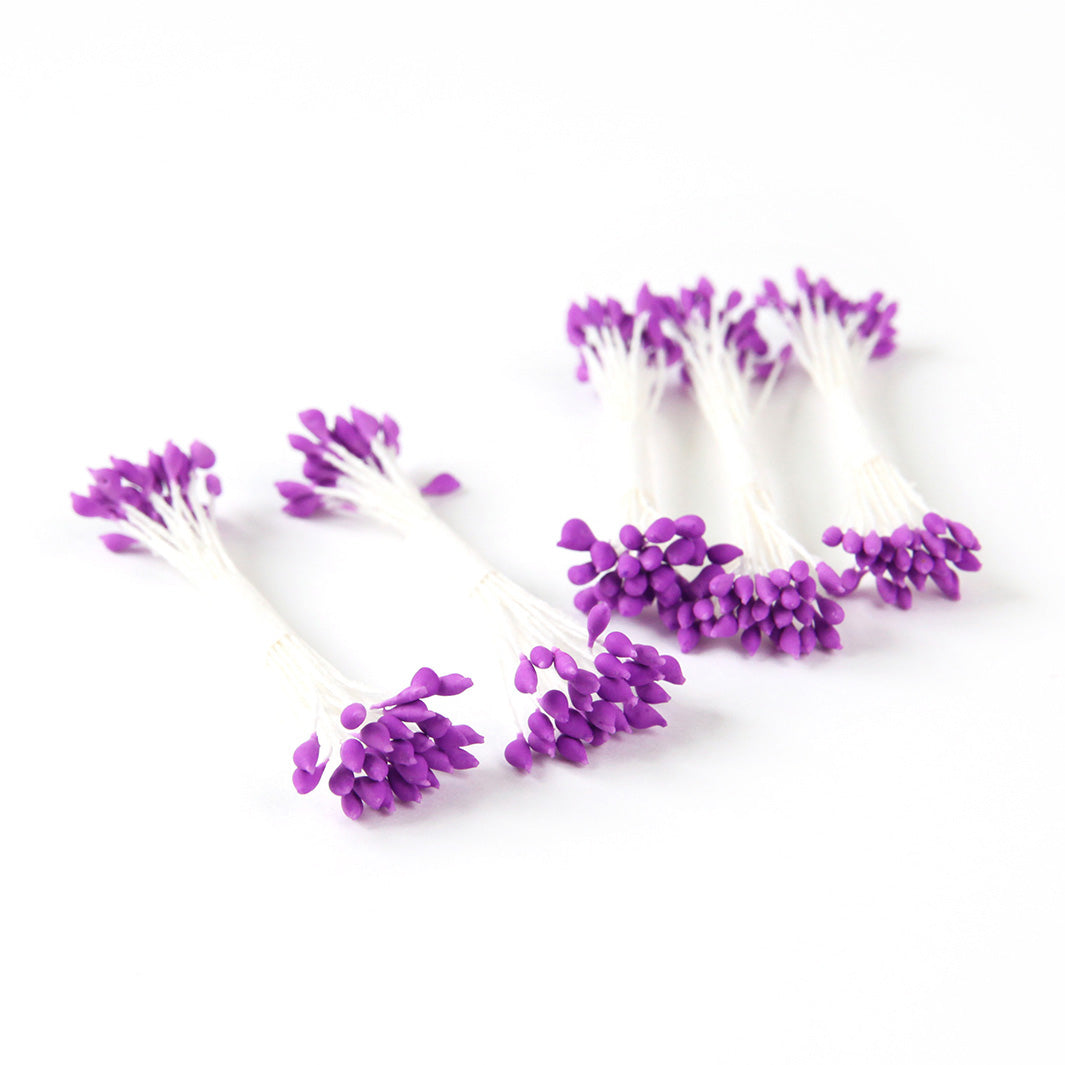 Lot of 5 bundles of flower pistils - White &amp; Purple - 395