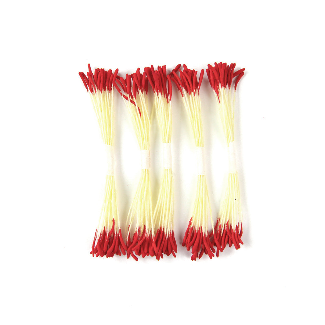 Lot de 5 fagots de pistils de fleurs longs - Jaune Clair et Rouge - 332