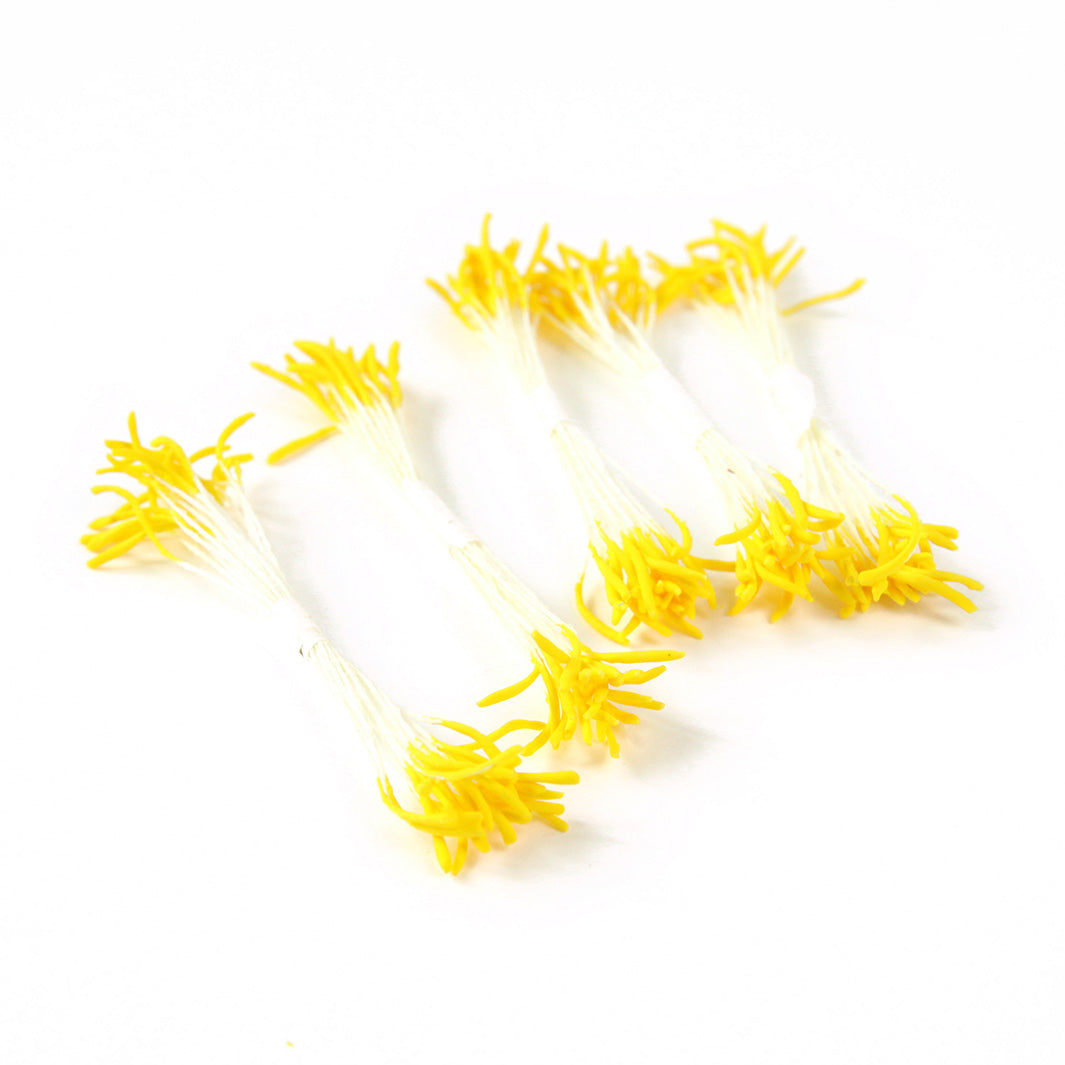 Lot of 5 bundles of long flower pistils - Pale and Bright Yellow - 158