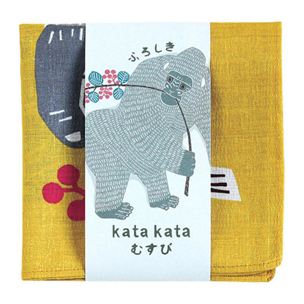 Furoshiki - Gray Gorilla, Mustard Background - Kata Kata - 50x50cm