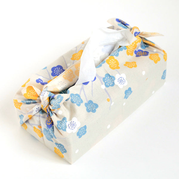 Furoshiki - Abricotiers Bleu et Jaune - Adeline Klam - 50x50cm