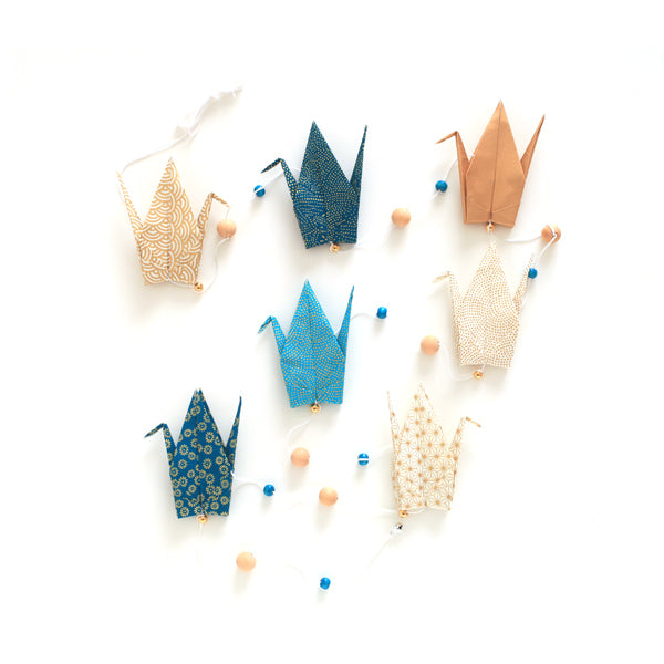 Origami Crane Garland Kit - Duck Blue Gold - E