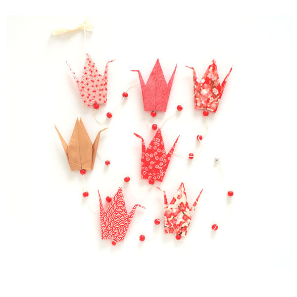 Origami Crane Garland Kit - Red Gold - J