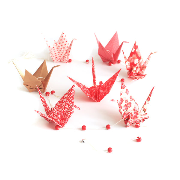 Kit guirlande Grues en origami - Rouge Or