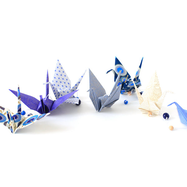 Kit Guirlande de Grues en origami - Ombrelles Bleues - X