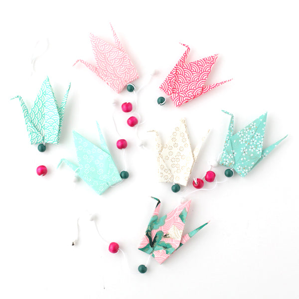 Kit Guirlande de Grues en origami - Rose Vert d'eau - Aube - Y2