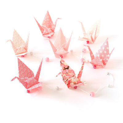 Kit guirlande Grues en origami - Rose