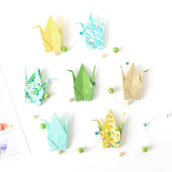 Origami Crane Garland Kit - Mustard Green - U