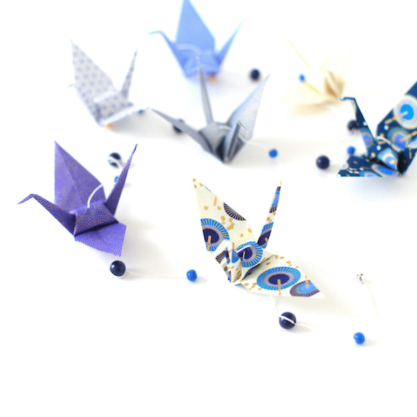 Kit Guirlande de Grues en origami - Ombrelles Bleues - X