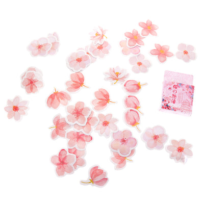 lot de 45 stickers en forme de fleurs de cerisier dans les tons roses et corail