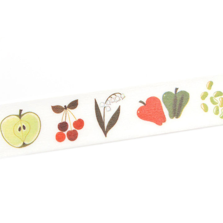 photo de détails d'un masking tape aux motifs variés de plantes dans des tons multicolores réalisés par l'illustrateur français Alain Grée