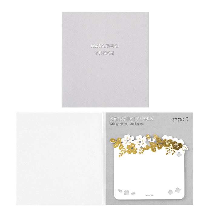 photo packshot du contenu du lot de 20 post-it « fleurs » dorés de la marque midori