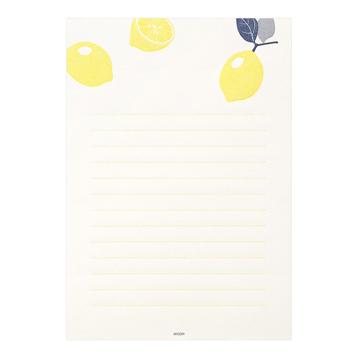 Set of 8 Letter Papers and 4 Envelopes - LetterPress - Lemons