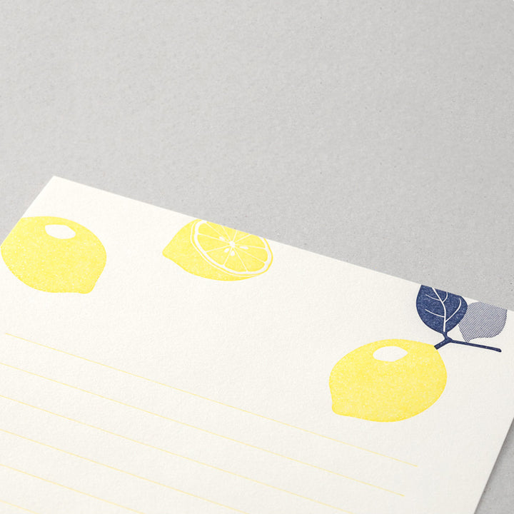 Set of 8 Letter Papers and 4 Envelopes - LetterPress - Lemons