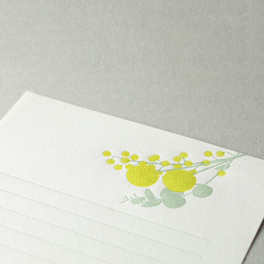 Set de 8 Papiers à Lettres et 4 Enveloppes - LetterPress - Mimosas