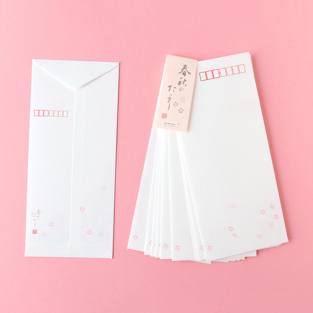 Lot de 10 Enveloppes Japonaises - Mini Fleurs - 9 x 18,8cm