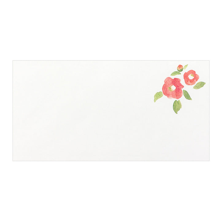 photo packshot du motif d'une enveloppe du lot de 8 enveloppes japonaises « fleurs 4 saison » de la marque midori