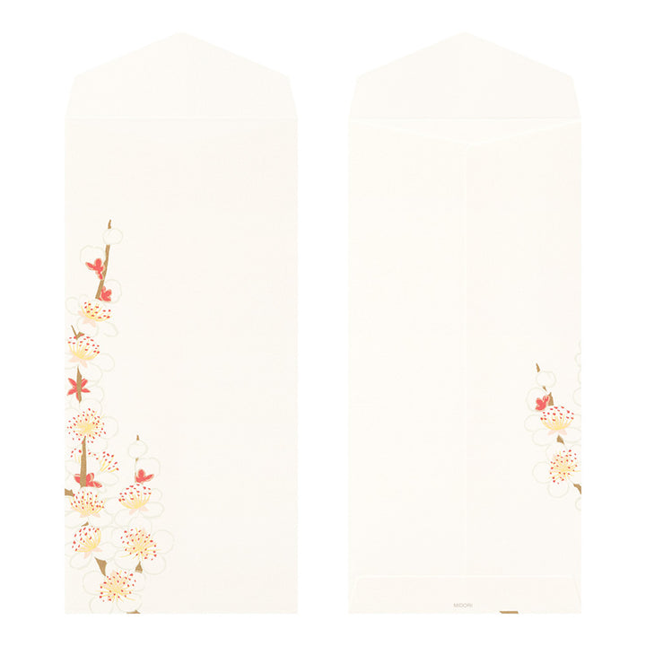 Lot de 8 Enveloppes Japonaises - Fleurs de Prunier - 9 x 18,8cm