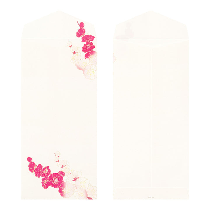 Lot de 8 Enveloppes Japonaises - Fleurs de Prunier - 9 x 18,8cm