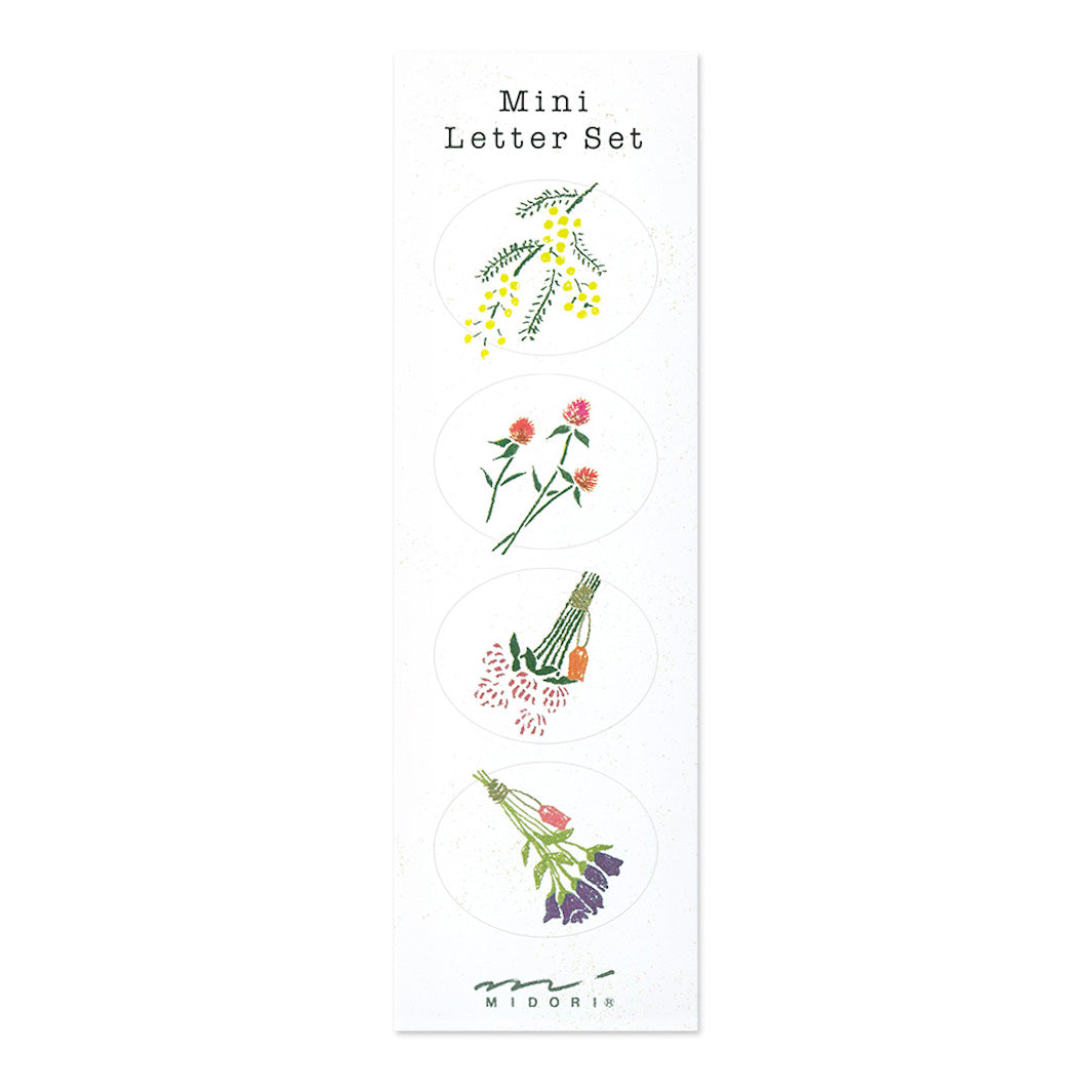 Mini Set de 12 Papiers à Lettres, 4 Enveloppes et 4 Stickers - Fleurs Séchées