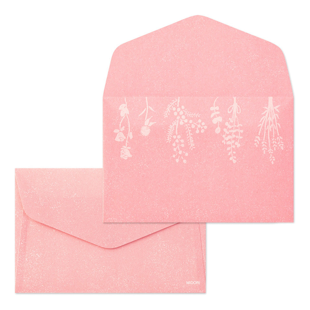 Mini Set de 12 Papiers à Lettres, 4 Enveloppes et 4 Stickers - Fleurs Séchées