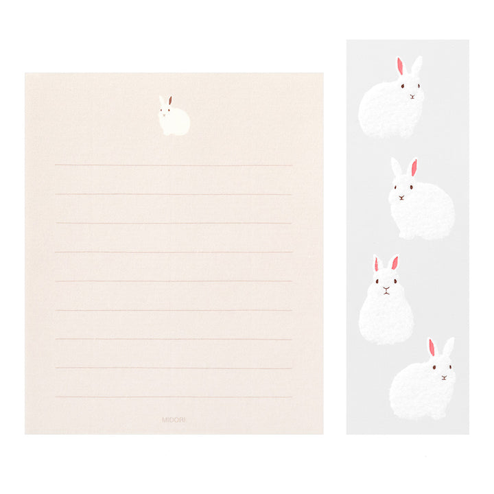 Mini Set of 12 Writing Papers, 4 Envelopes and 4 Stickers - Rabbits